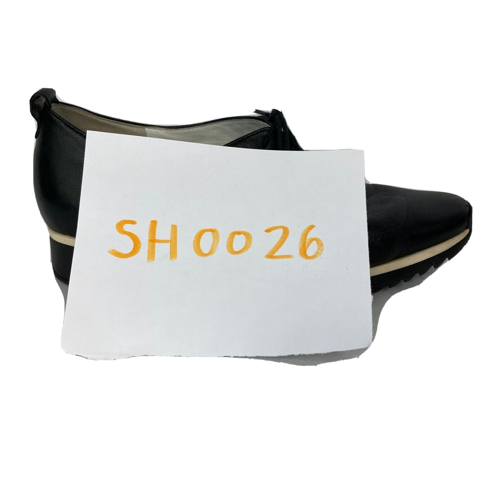 HOGL Shoes Womens Sz 9.5 UK 7 Black Lace Up Flat Wedge Leather Casual - Picture 10 of 11